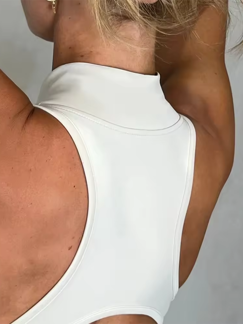 Newest Zip Up Unitard Sleeveless Romper