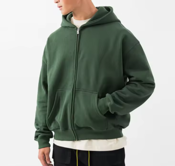 Custom Men Sporty Zip Up Oversized Drop-Shoulder Hoodie